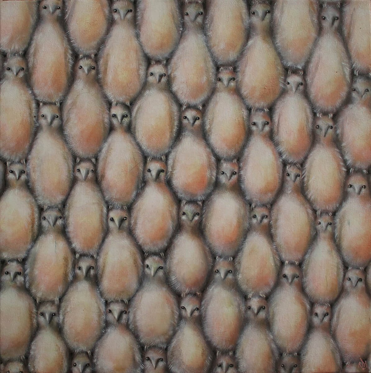 Surrealistic Animal Oil Painting By Vanessa T Stefanova, 16 X 16", Where Are You?, Original Artwork