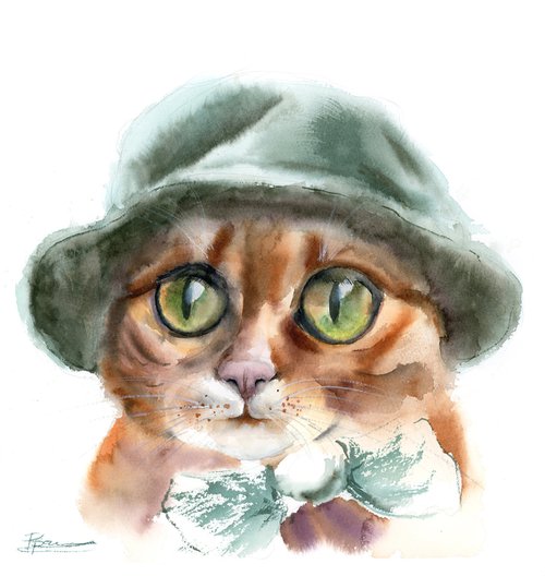 Cat In Cap by Olga Shefranov (Tchefranov)