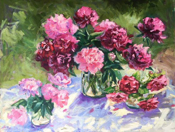 Peonies and roses