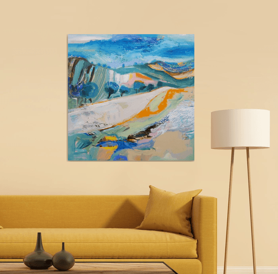 Original landscape, 90x90cm.