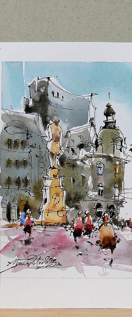 Bucharest Watercolor painting by Marin Victor