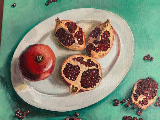 Pomegranates on plate