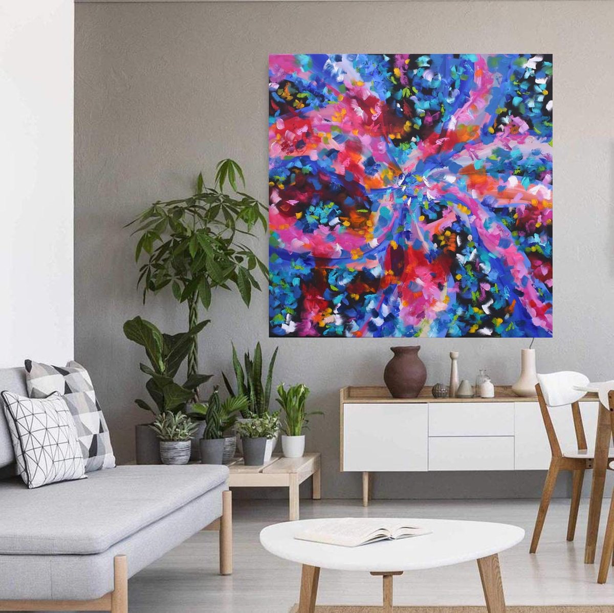 Abstract Oil Painting By Susan Wooler, 30 X 30", Secret Hideaway, Original Artwork