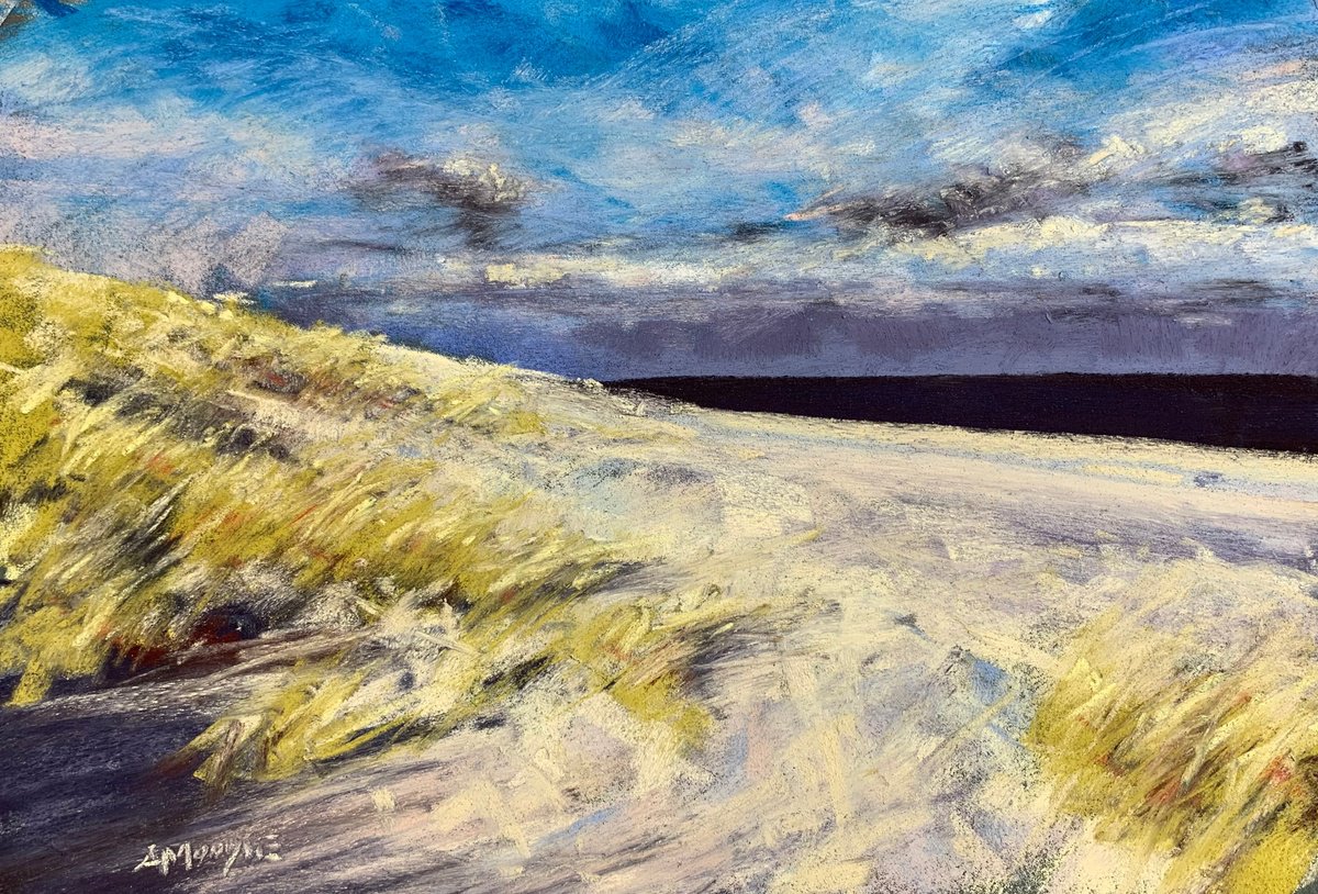 Impressionistic Pastel Drawing , Winter Sands By Andrew Moodie, 12 X 8, Artwork For Sale On Artfinder