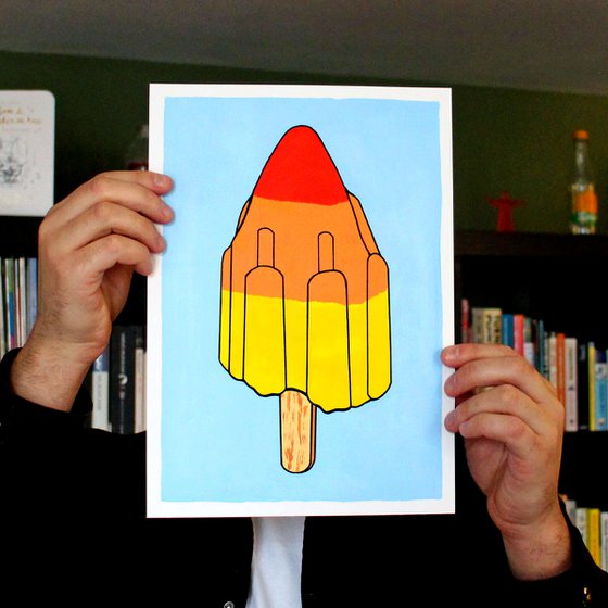 Rocket Lolly - Pop Art Painting On A4 Paper (Unframed)