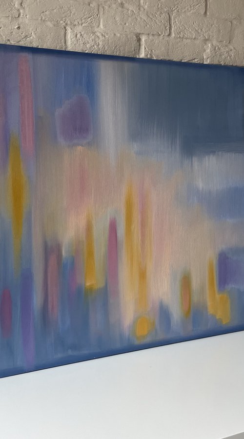 "Glare of the sun". Abstraction original oil painting. by Mary Voloshyna