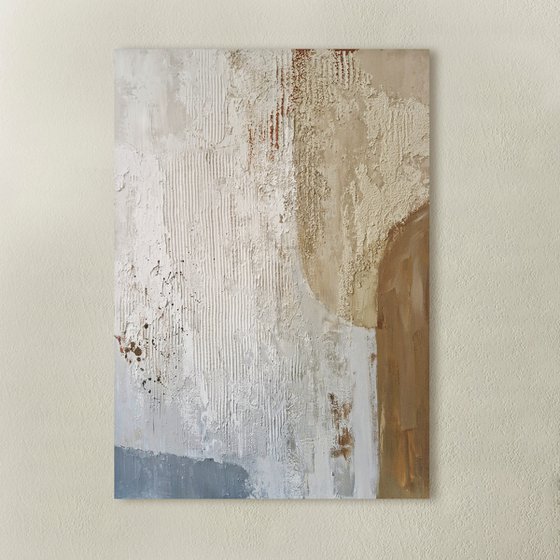 "Fjord 3" Abstract blue brown acrylic art