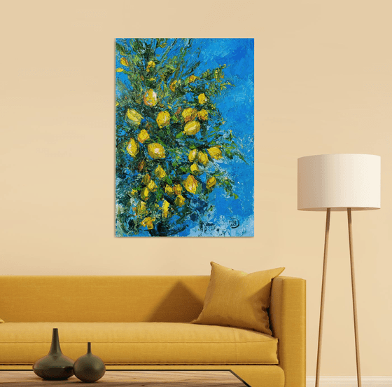 Lemon Tree Impasto Oil Art