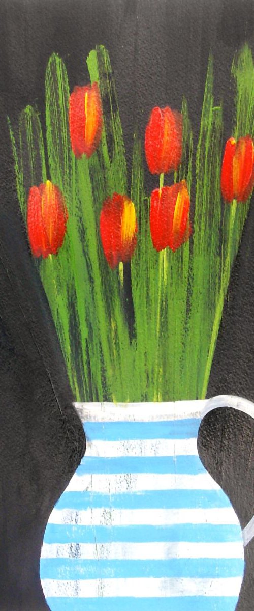 Six Red Tulips by Jan Rippingham