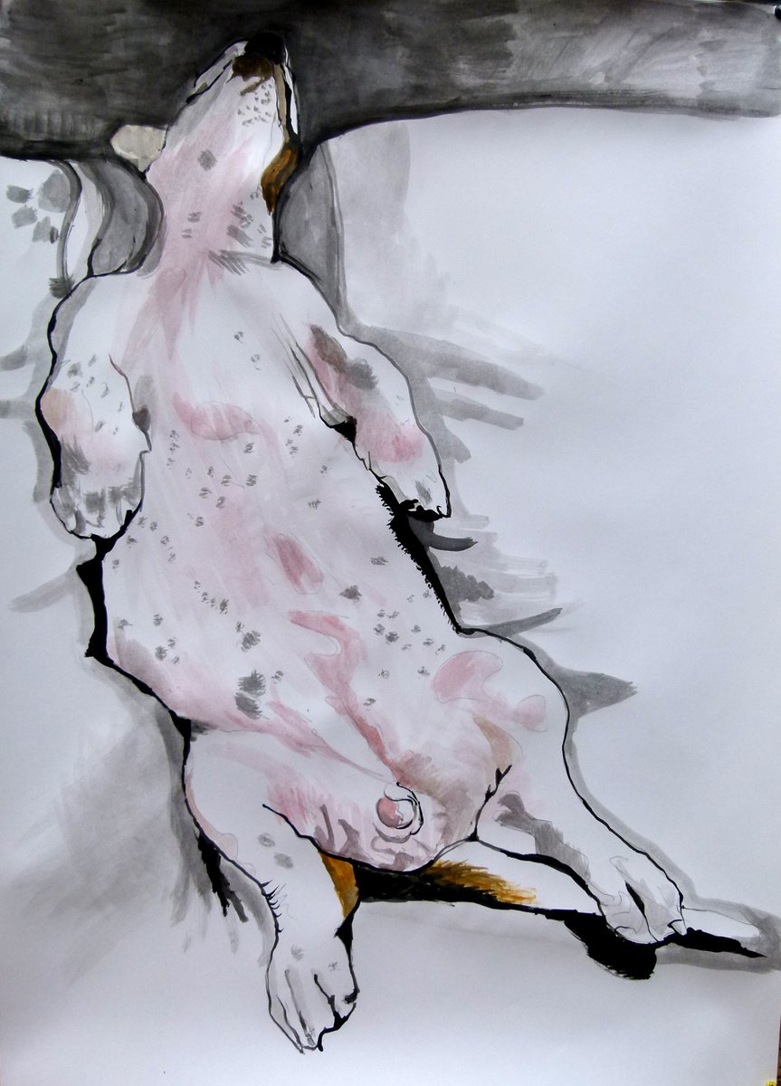 Photorealistic Animal Acrylic Painting By Soso Kumsiashvili, 24 X 33", Basset Hound, Original Artwork