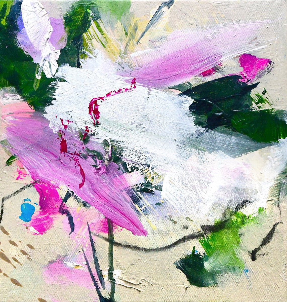 Expressive Abstract Acrylic Painting By Kirsten Handelmann, 12 X 12", Yesterday Is Always Strange 2, Original Artwork