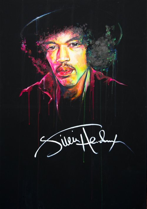 Jimi Hendrix Portrait by Eve Mazur