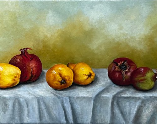Quinces and pomegranates by Oleg Baulin