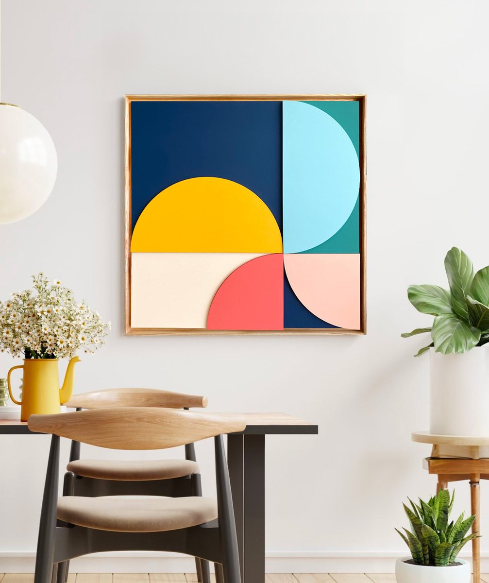 Geometric Abstract Relief By Liam Roberts, 20 X 20", Genesis, Original Artwork