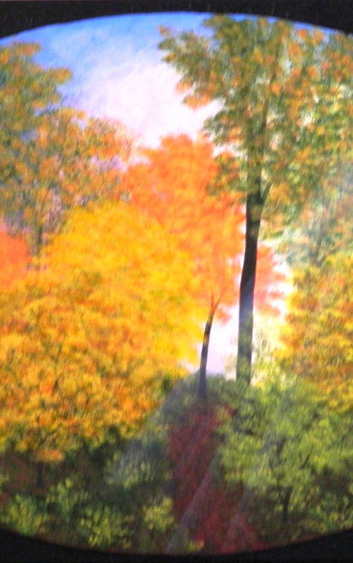 Path to Wisdom - large colorful autumn surreal landscape: home, office gift idea by Liza Wheeler
