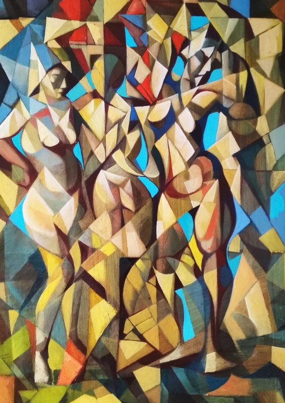 Checkroom(70x100cm, cubism, oil painting, ready to hang)