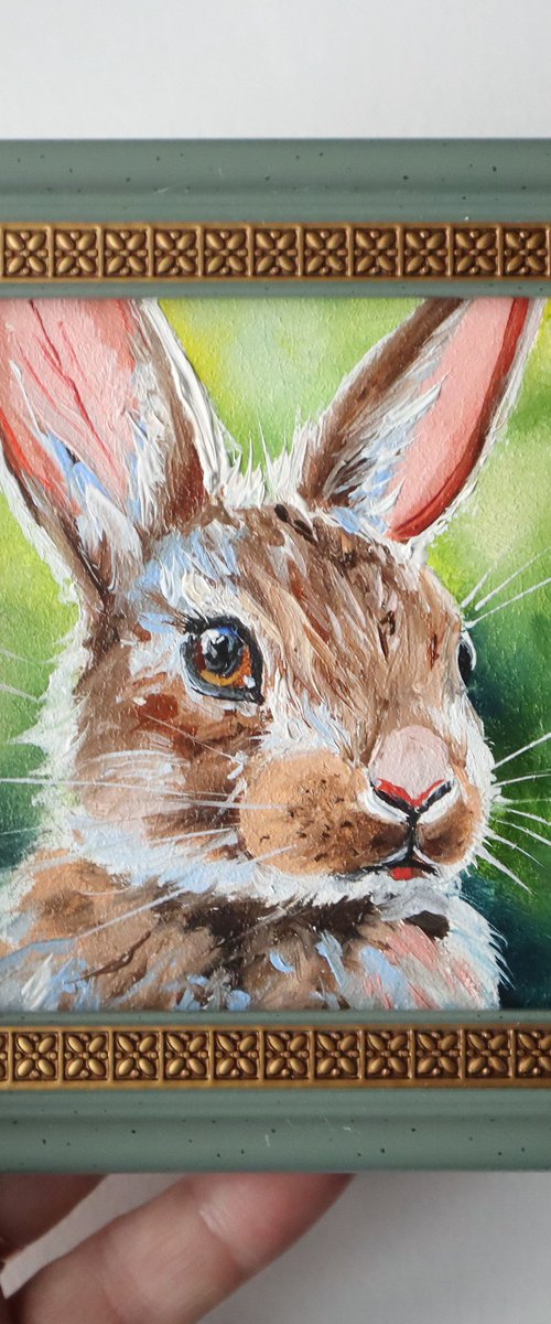 Bunny Miniature Painting by Natalia Shaykina