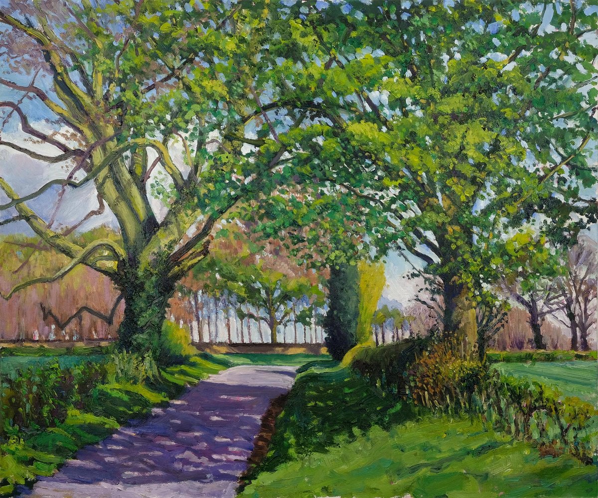 Expressive Landscape Oil Painting By Jeff Parker, 24 X 20, Spring Awakening, Newburgh, Original Artwork