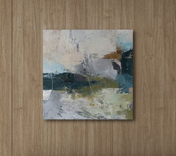 "Fall 4" Blue gray green abstract art