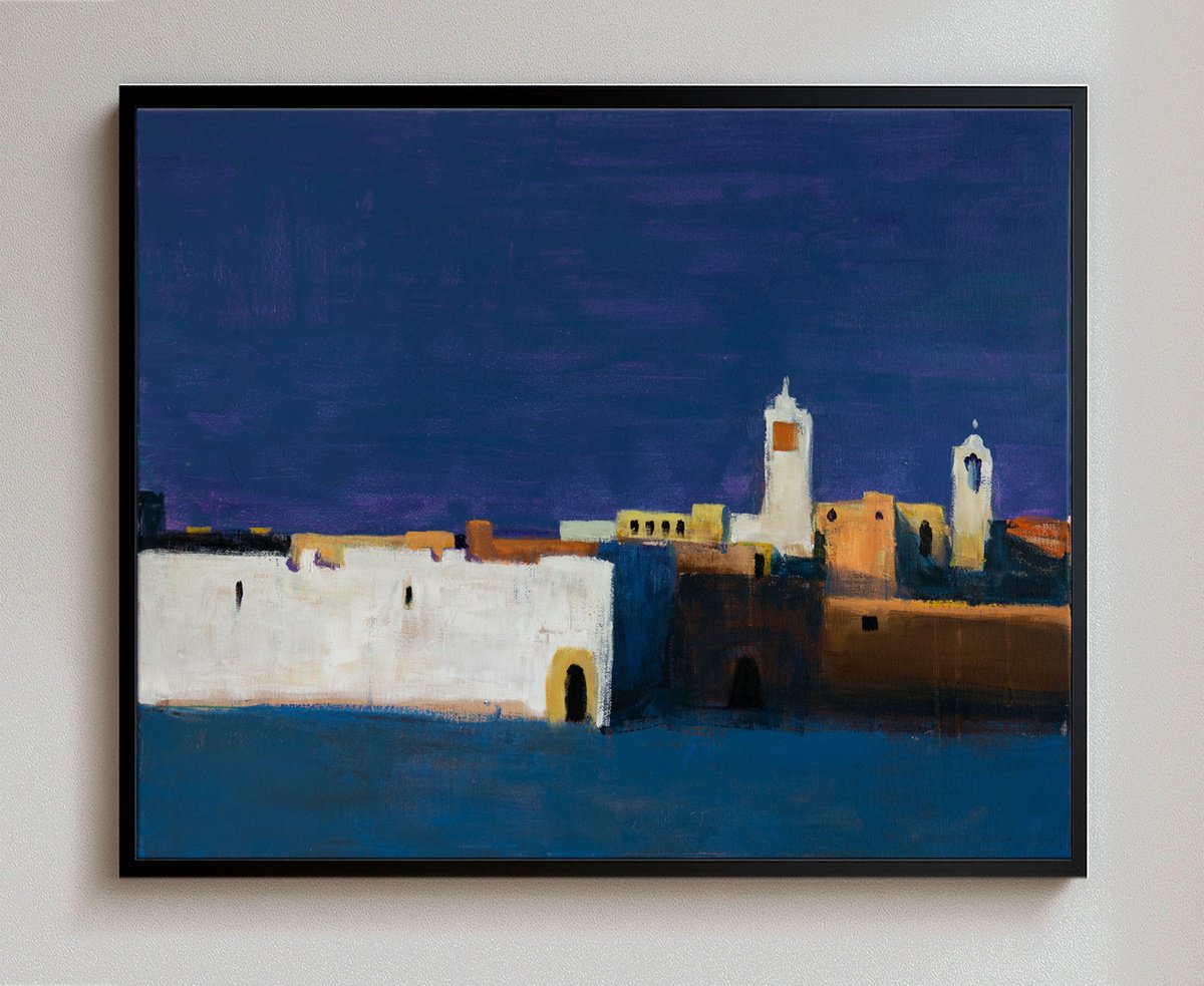 Impressionistic Landscape Acrylic Painting By Bohdan Katolyk, 24 X 20, City In Desert, Original Artwork