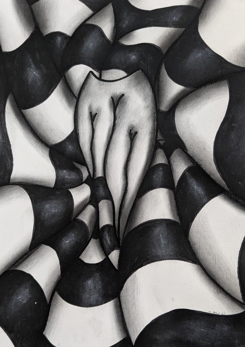 Geometric Abstract Acrylic Painting By Massimo Castronuovo, 12 X 16", Tris, Original Artwork