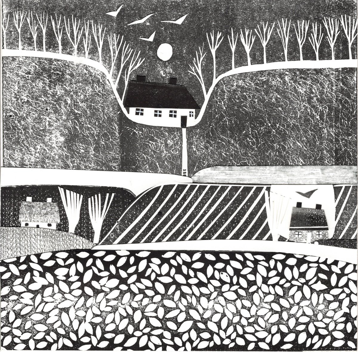 Graphic Landscape Collage By Layla Khani (Aka Laylart), 12 X 12", A Moment Alone, Original Artwork