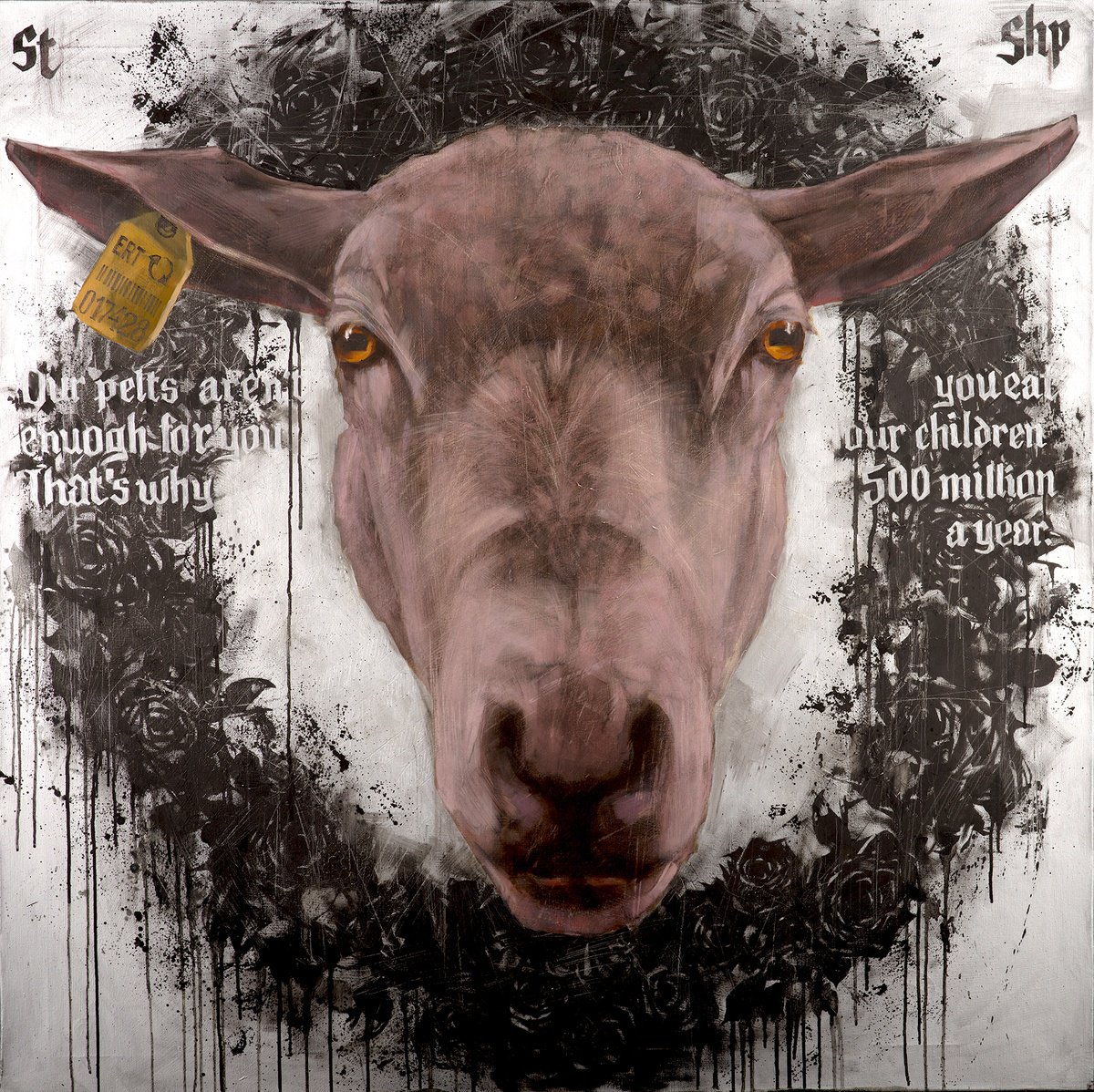 Impressionistic Animal Oil Painting By Igor Shulman, 39 X 39, Project New Saints #1., Original Artwork