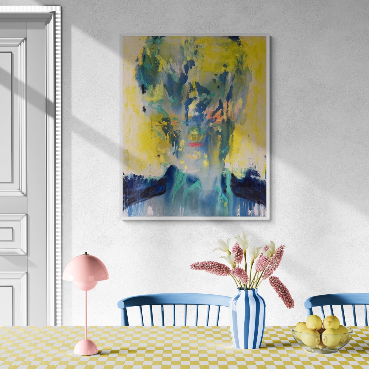 Abstract Painting By Gela Mikava, 31 X 39, Abstract Portrait, Original Artwork