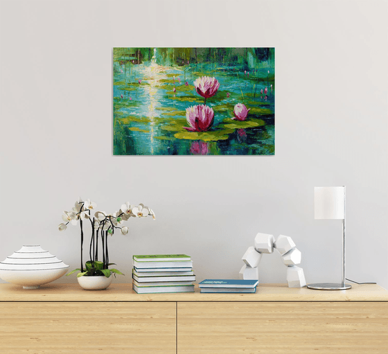 Lilies in a pond