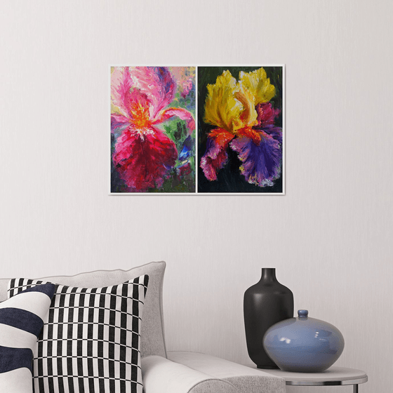 Diptych flowers Irises