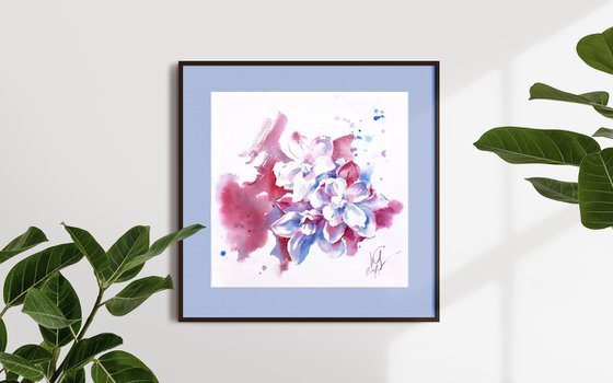 Original watercolor painting "Thousand Shades of Lilac Flowers"