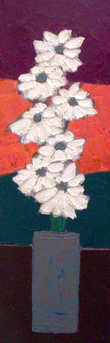 Impressionistic Botanical Acrylic Painting By David J Edwards, 12 X 36, Studio Whites, Original Artwork