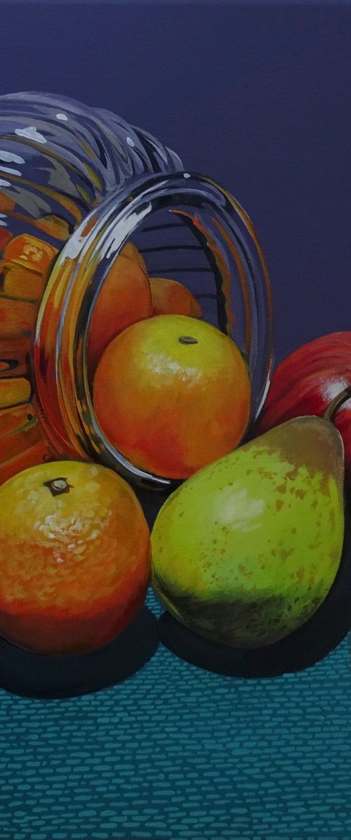 Still Life Mixed Fruit And Glass by Joseph Lynch