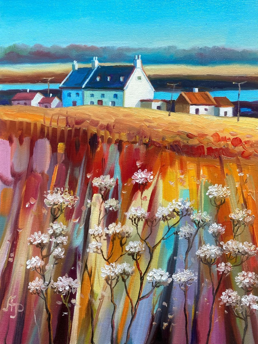 Impressionistic Landscape Oil Painting By Olexandr Romanenko, 12 X 16", House By The River, Original Artwork