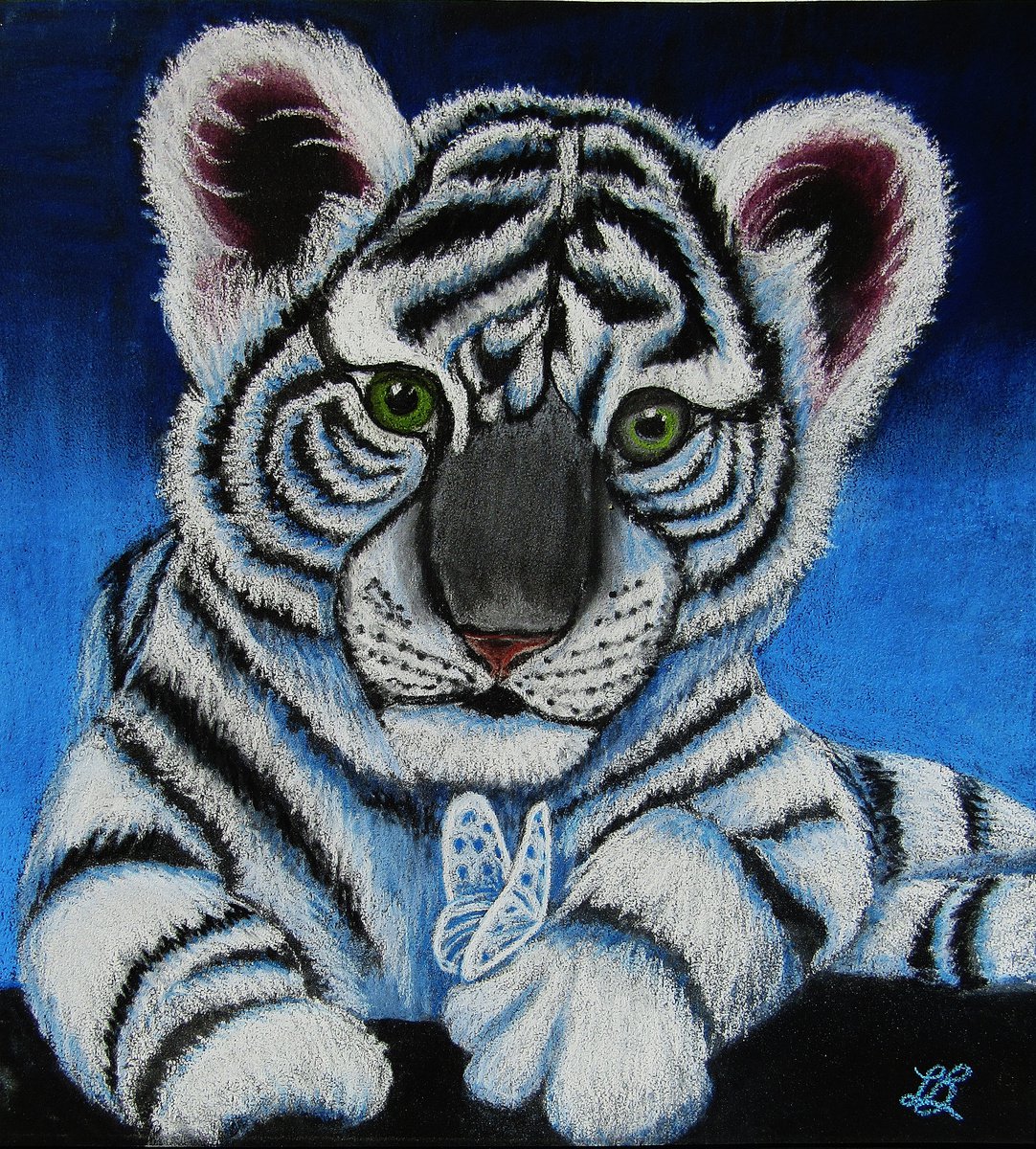 White Tiger and Butterfly by Linda Burnett