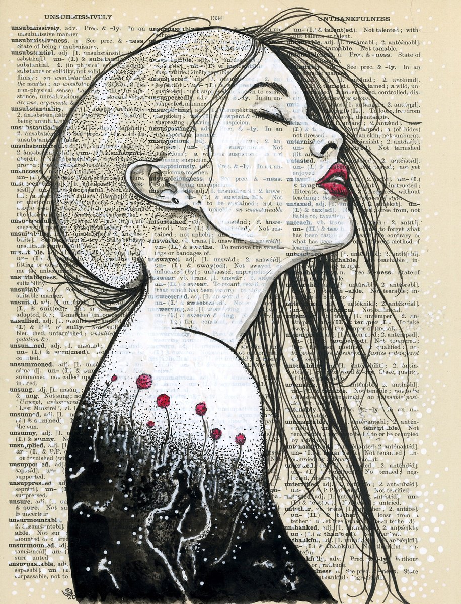 Expressive Portrait Collage By Jakub Dk - Jakub D Krzewniak, 8 X 11, White Serenade, Original Artwork