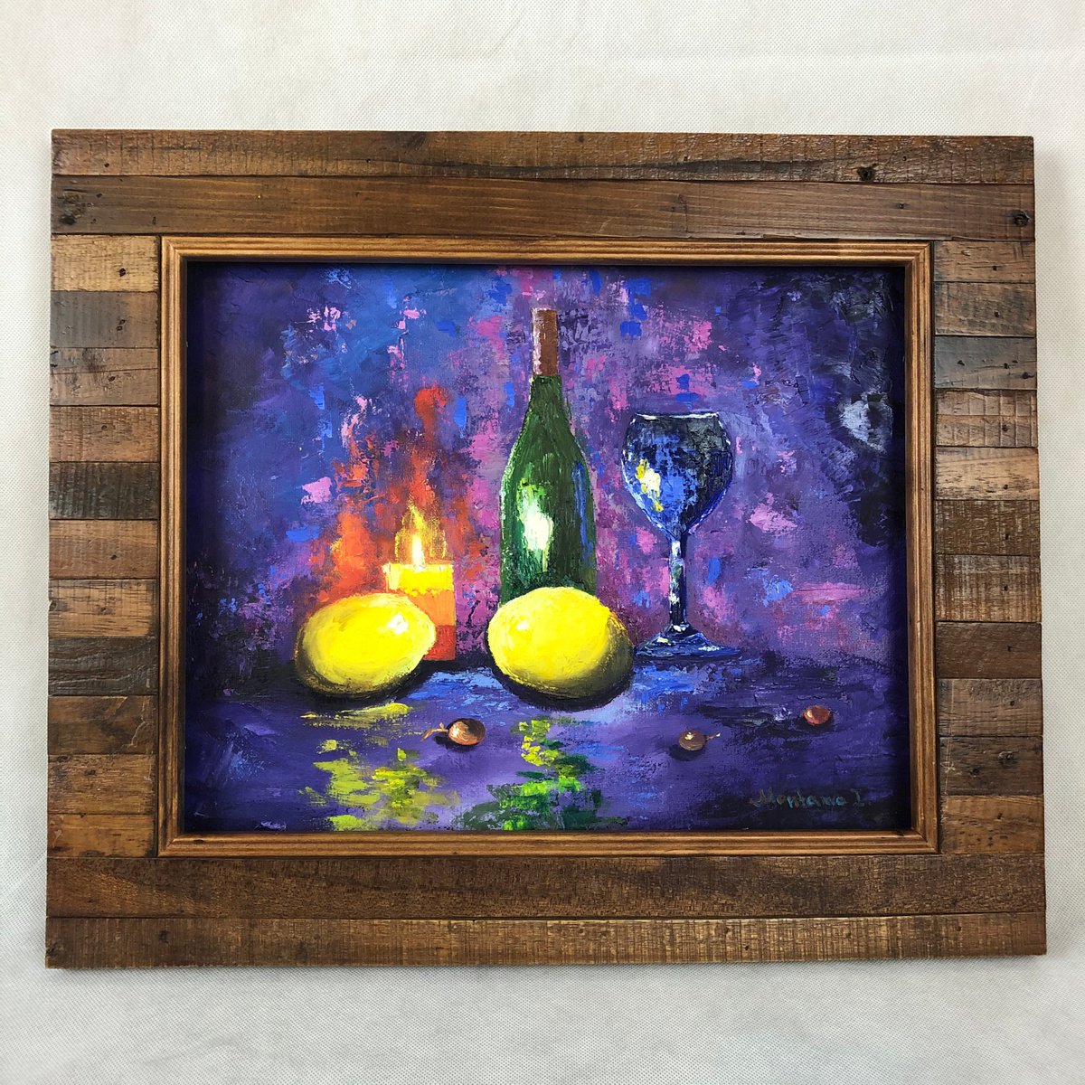 Impressionistic Still Life Oil Painting By Inna Montano, 19 X 15, Candle Light, Original Artwork