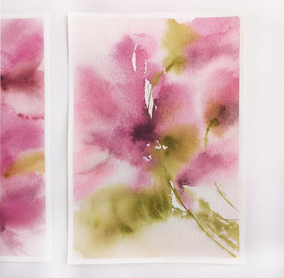 Pink flowers diptych