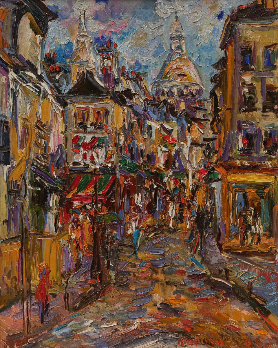 AUTUMN MONTMARTRE - Cityscape of Paris, oil painting, parisian landscape, 81x65 by Karakhan