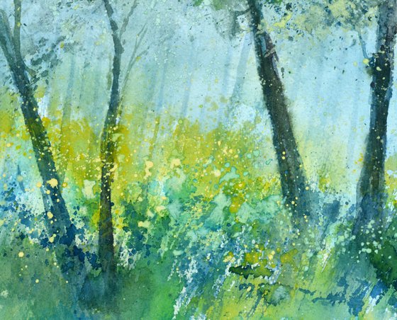 Light in the wood -watercolor