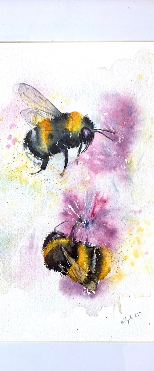 Watercolour Bumble Bees by Kathryn Coyle
