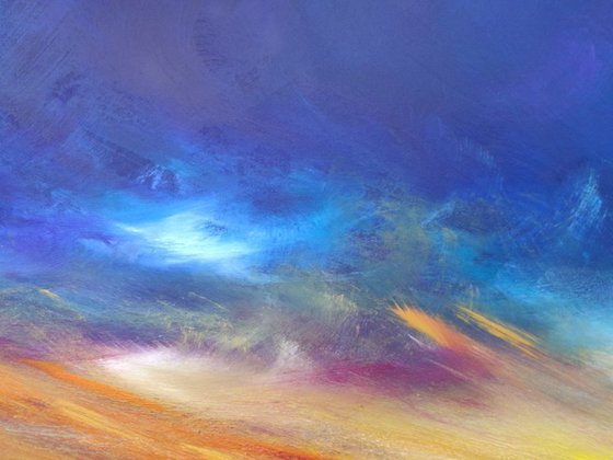 Reverie - Positive, Thoughts, Sunset, Stormy, Original Art, Seascape, Panoramic