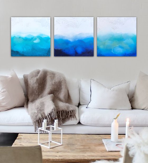 pacific seascapes (3 artworks 30 x 30 cm) Dee Brown