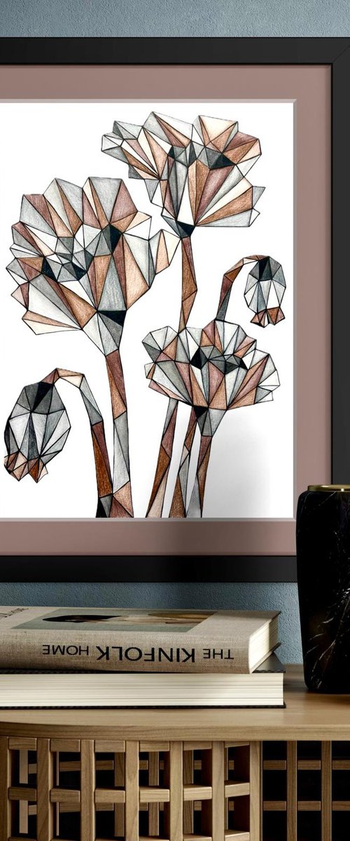 TERRACOTTA POPPIES IN STAINED GLASS LIGHT by Maria Tuzhilkina