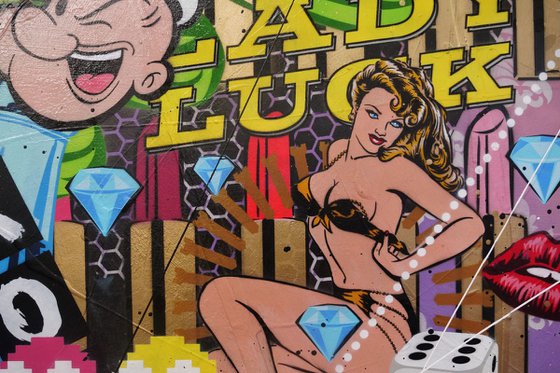 Lady Luck Rosie 190cm x 100cm Rosie The Riveter Textured Urban Pop Art