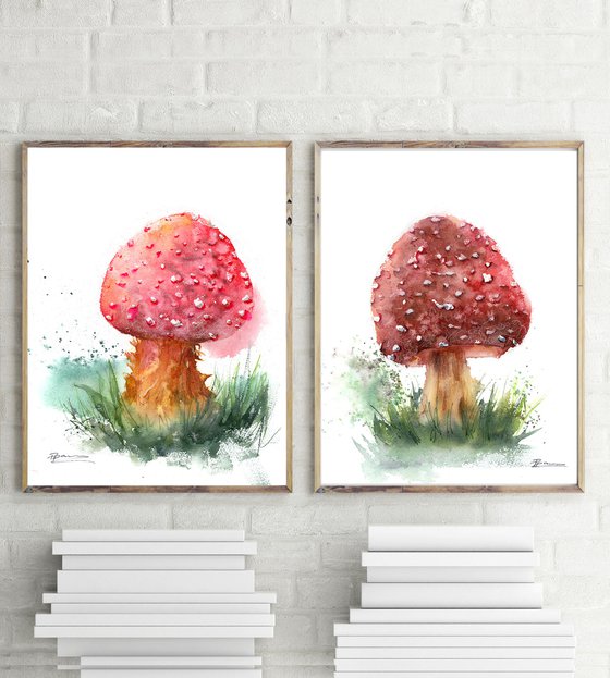 Set of 2 Mushroom Paintings