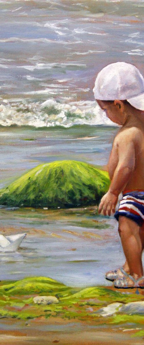 Little Captain (Original Oil Painting, 100% Handmade) by Mayrig Simonjan