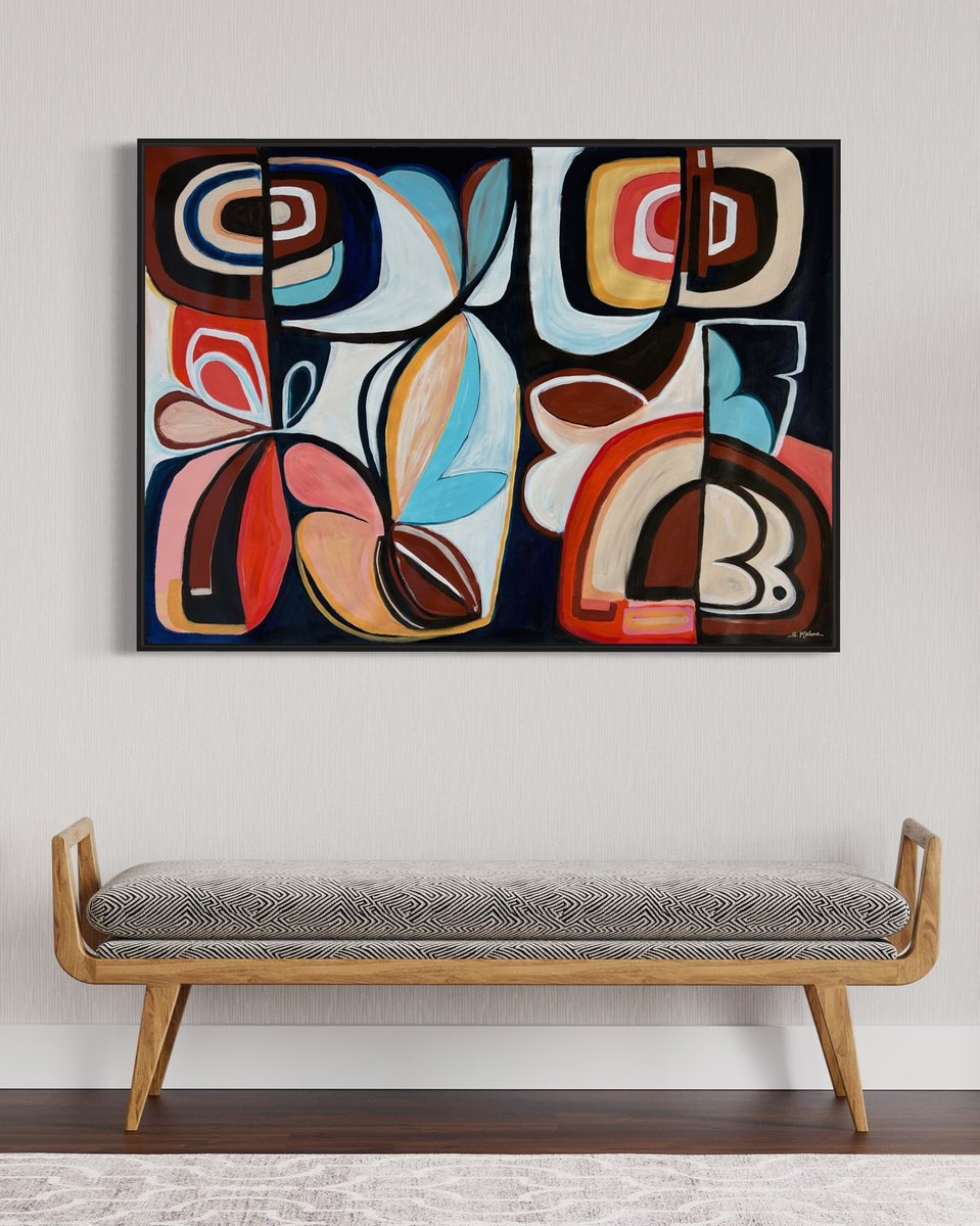 Abstract Acrylic Painting By Samantha Malone, 50 X 37", Coffee Beans, Original Artwork