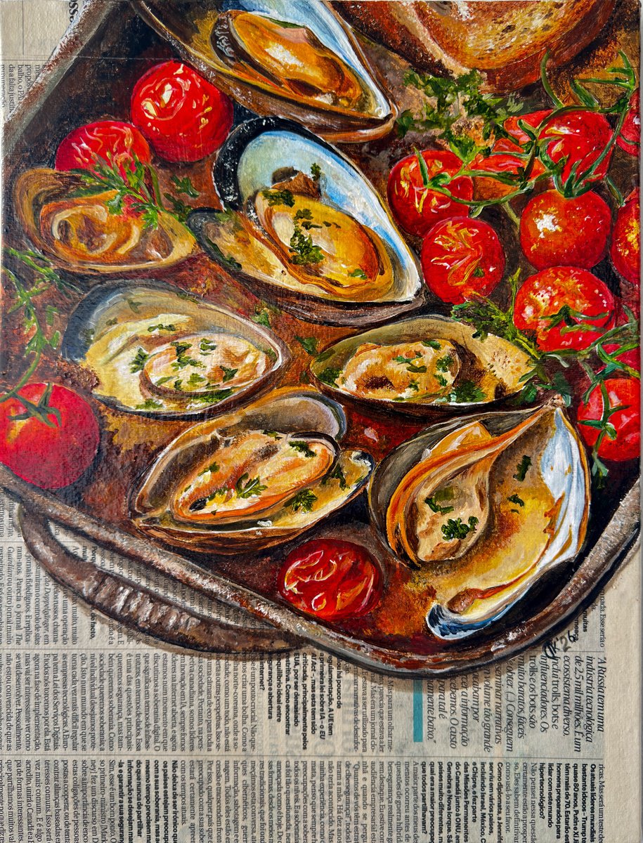 Evening Edition: Mussels By Irina Kurganskaya, 12 X 16, Artwork For Sale On Artfinder