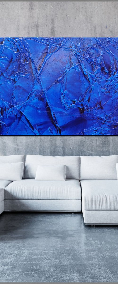 Teal Candy 240cm x 100cm Blue Orange Abstract Art by Franko